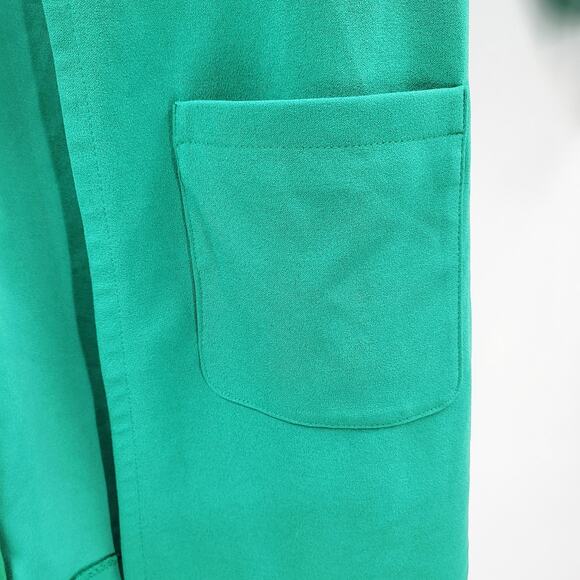 Vintage NYCC Green Open Front Longline Pockets Collared Blazer Jacket Women's S - Picture 3 of 5